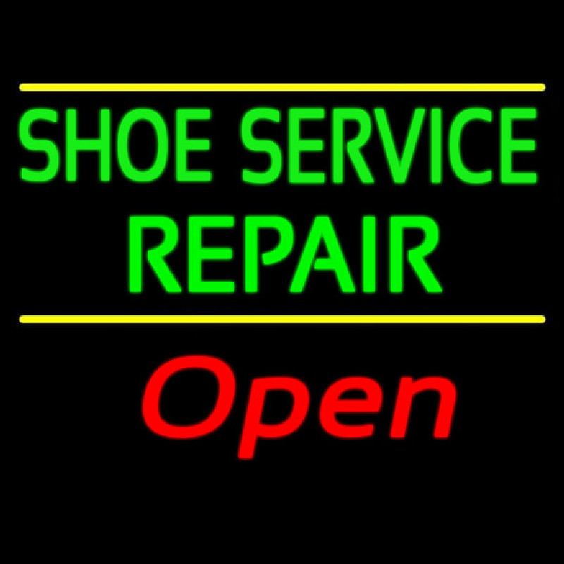 Green Shoe Service Repair Open Neonskylt