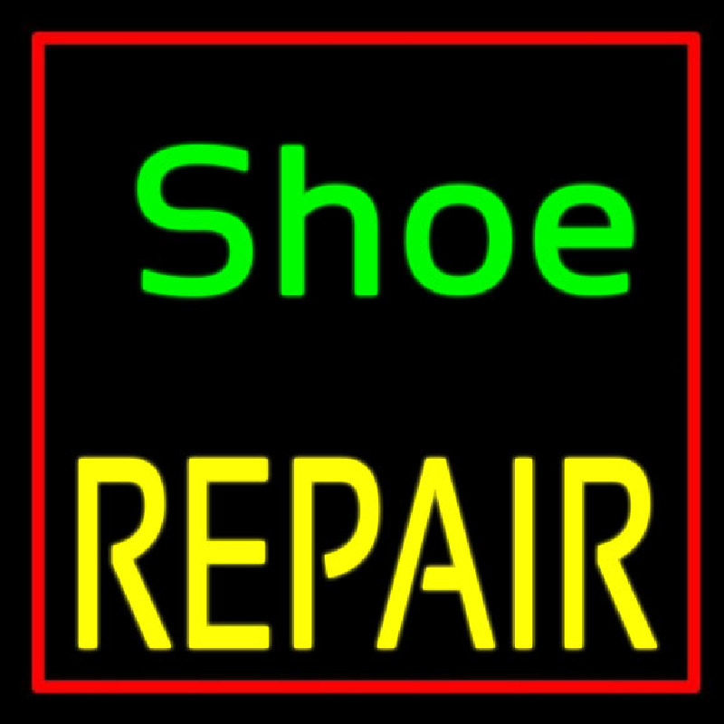 Green Shoe Yellow Repair With Border Neonskylt