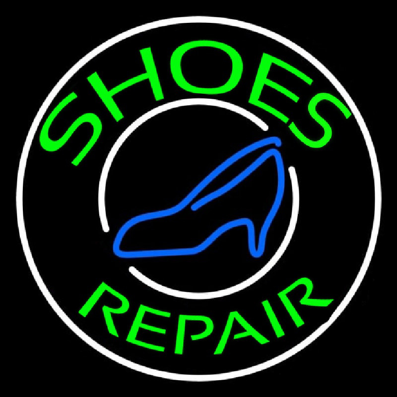 Green Shoes Repair Blue Sandal Neonskylt