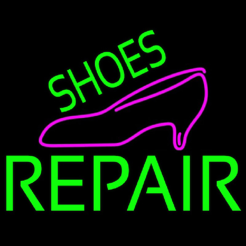 Green Shoes Repair Pink Sandal Neonskylt