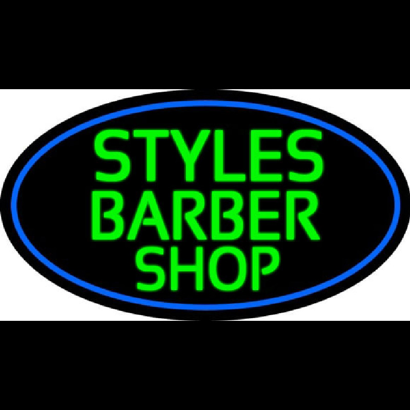 Green Styles Barber Shop With Blue Border Neonskylt