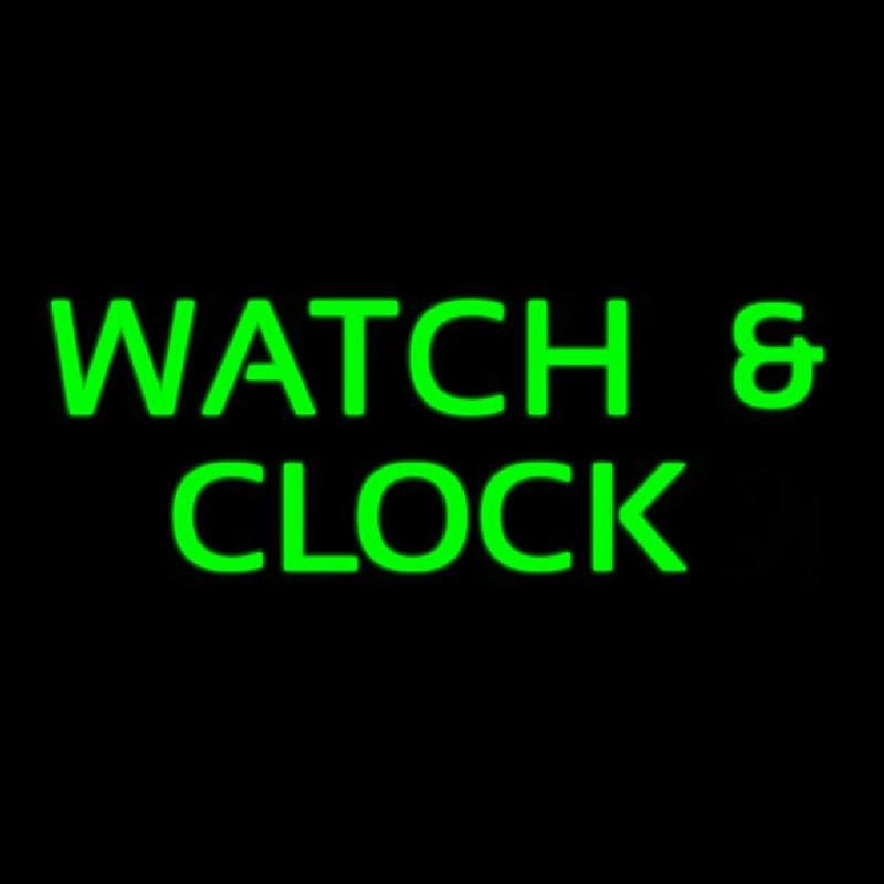 Green Watch And Clock Neonskylt