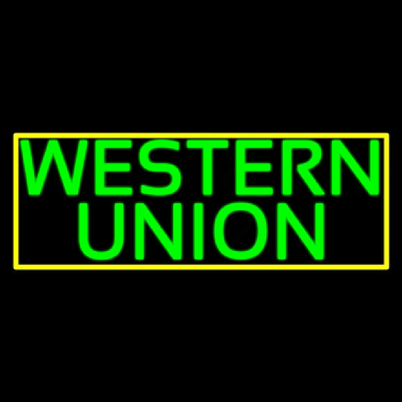 Green Western Union With Green Border Neonskylt