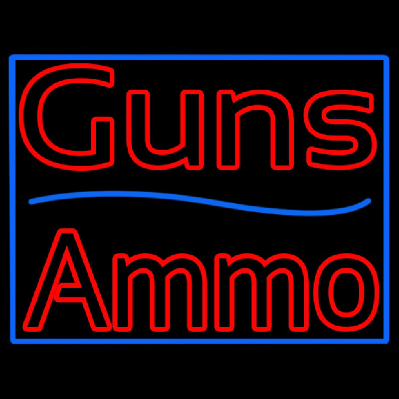 Guns Blue Line Ammo Neonskylt