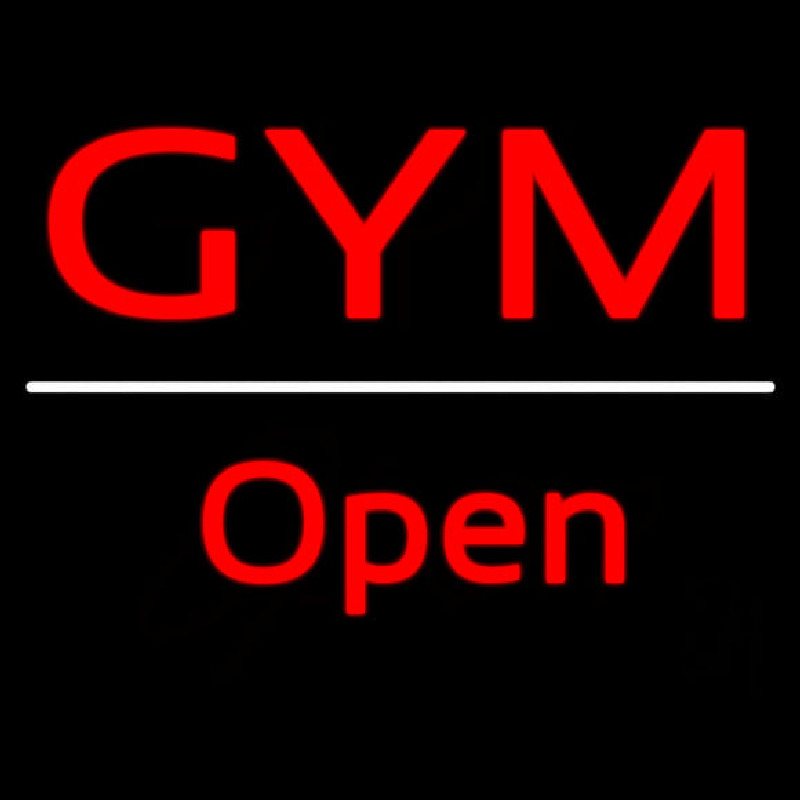 Gym Script1 Open White Line Neonskylt