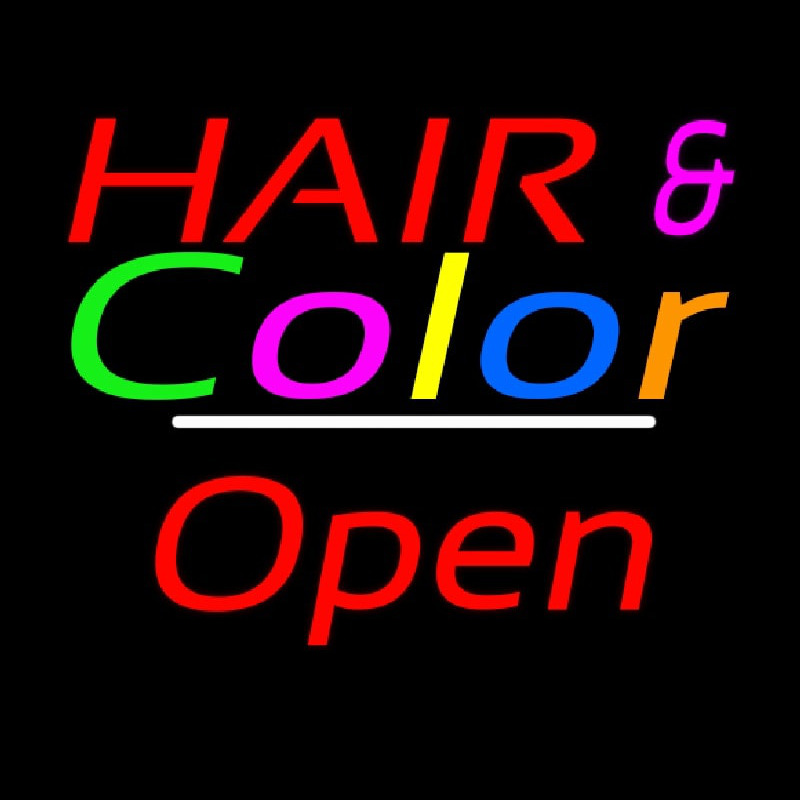 Hair And Color Open White Line Neonskylt