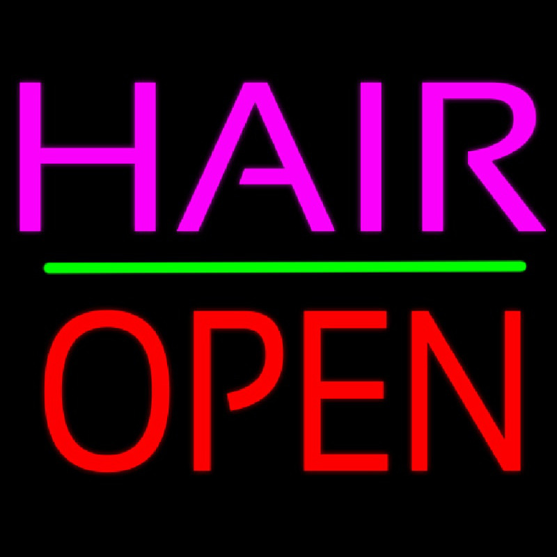 Hair Block Open Green Line Neonskylt