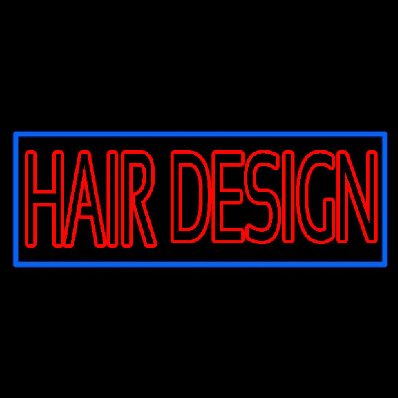 Hair Design With Blue Border Neonskylt