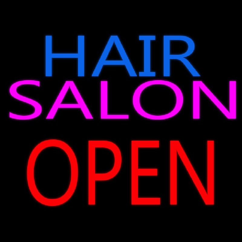 Hair Salon Block Open Neonskylt