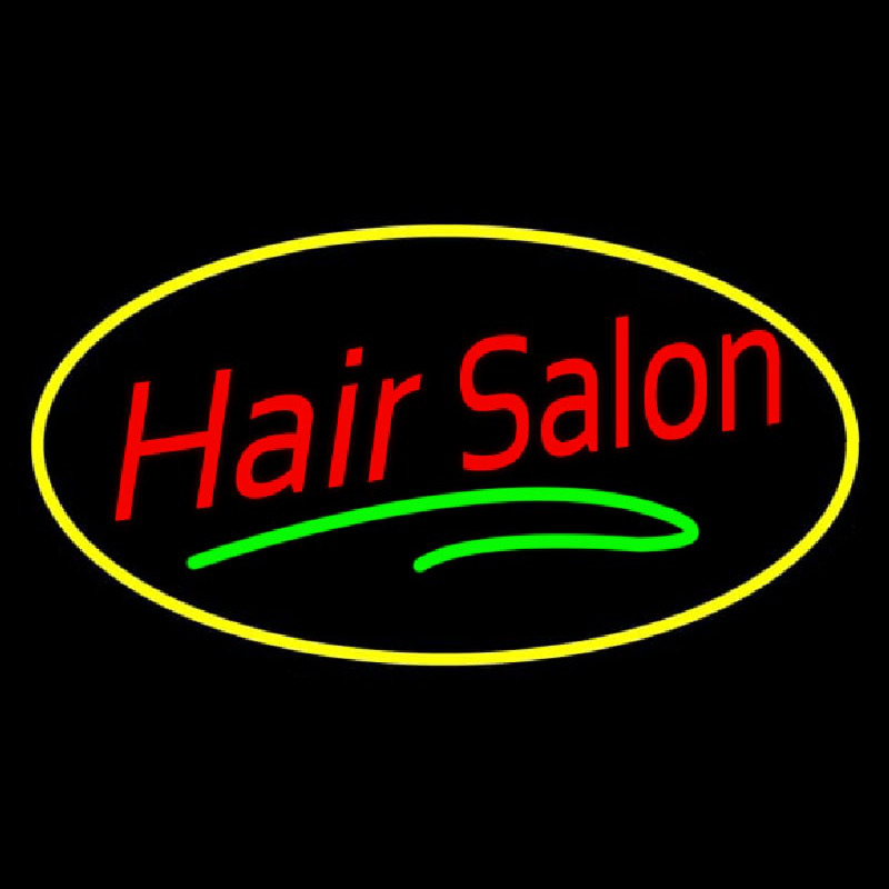 Hair Salon Oval Red Neonskylt