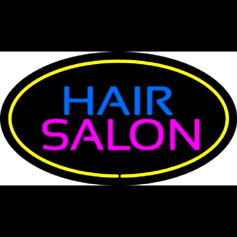 Hair Salon Oval Yellow Neonskylt