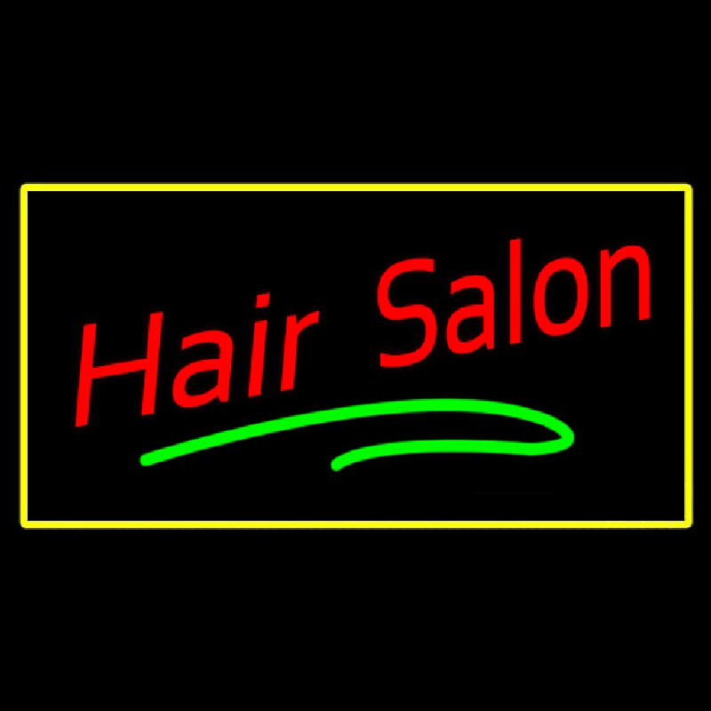 Hair Salon Rectangle Yellow Neonskylt