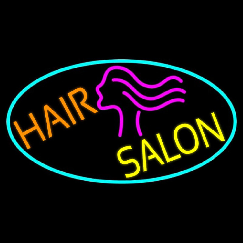 Hair Salon With Girl Logo Neonskylt