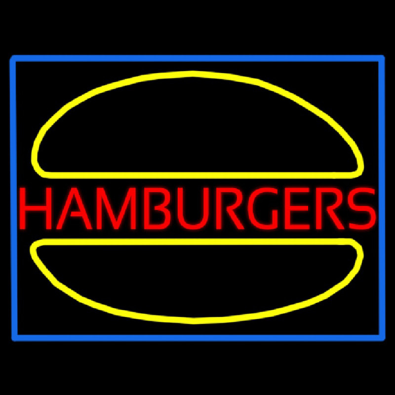 Hamburgers Logo Blue Border Neonskylt