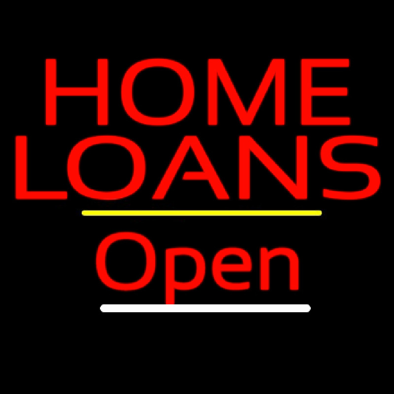 Home Loans Open Yellow Line Neonskylt