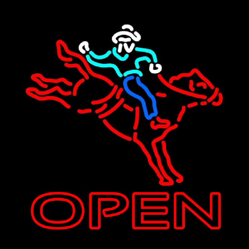 Horse Riding Open Neonskylt