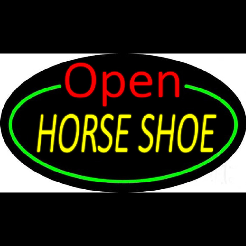 Horseshoe Open With Green Border Neonskylt