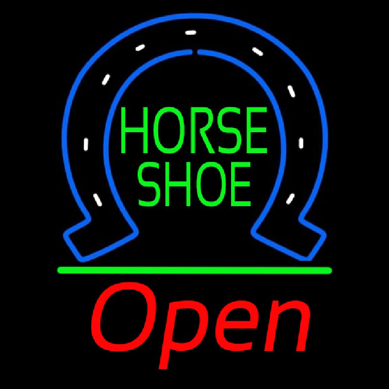 Horseshoe Open With Green Line Neonskylt