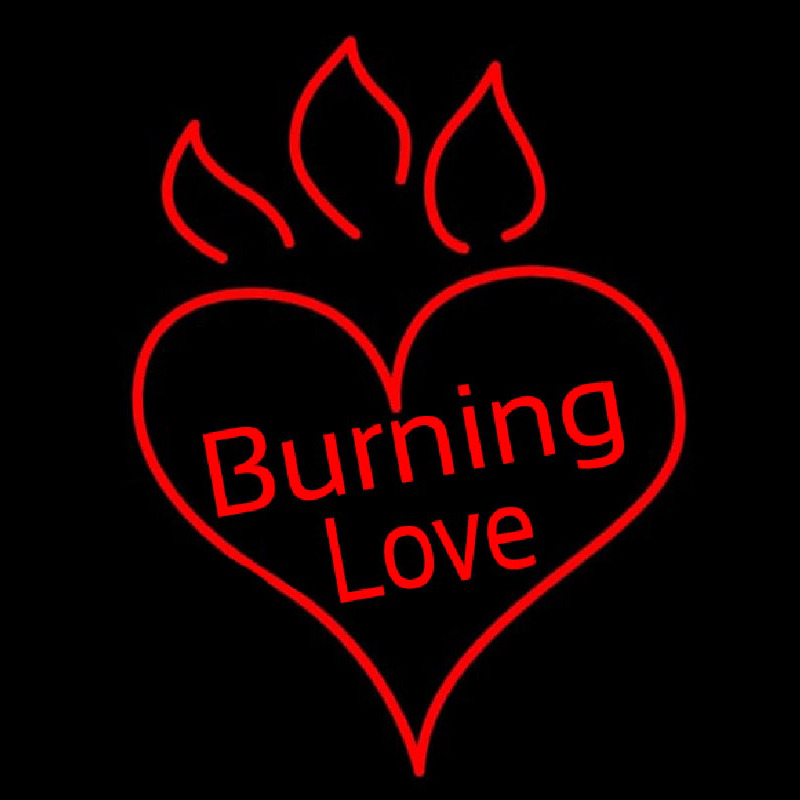 Hot Burning Heart Fire Neonskylt