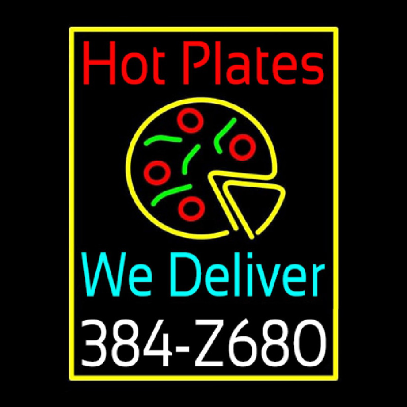 Hot Plates Pizza We Deliver Neonskylt