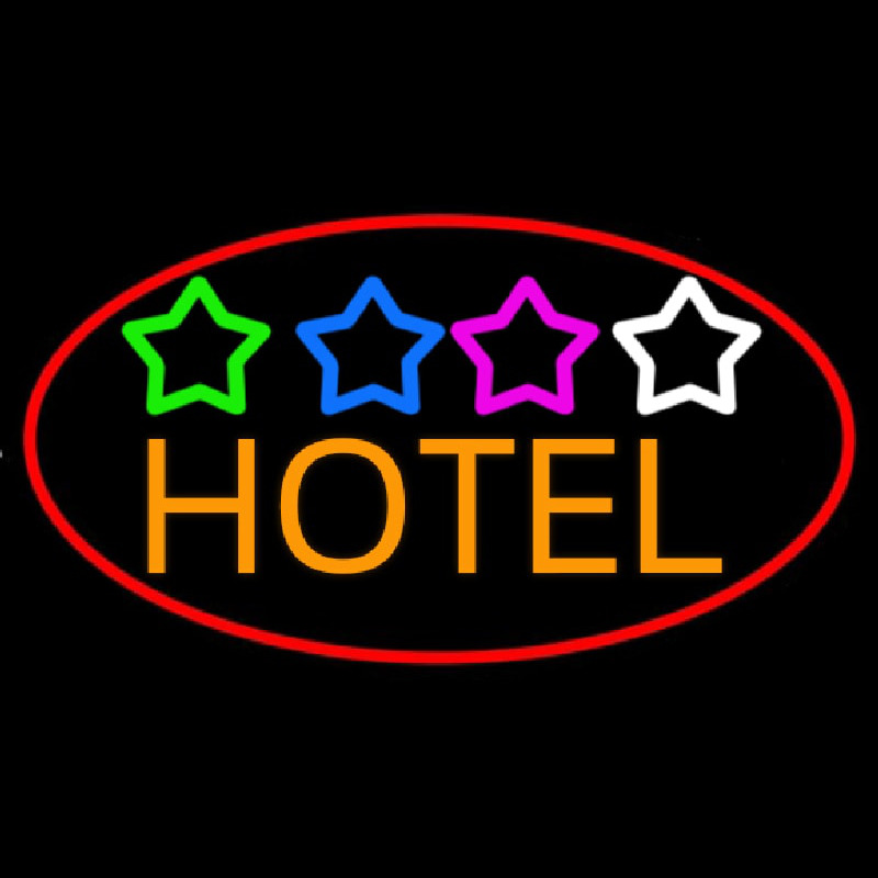 Hotel With Stars Neonskylt