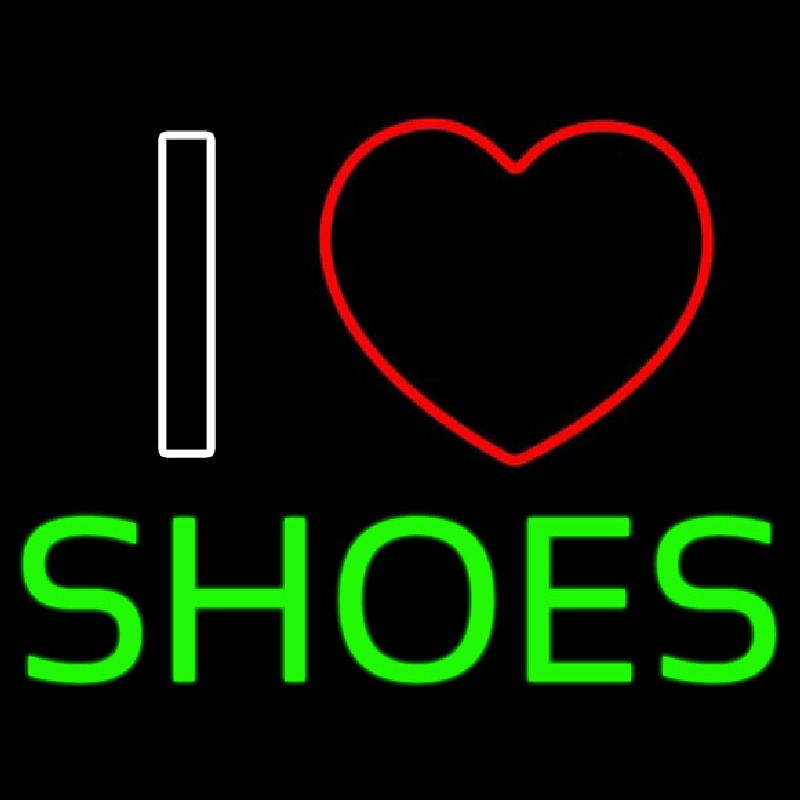 I Love Shoes Heart Logo Neonskylt