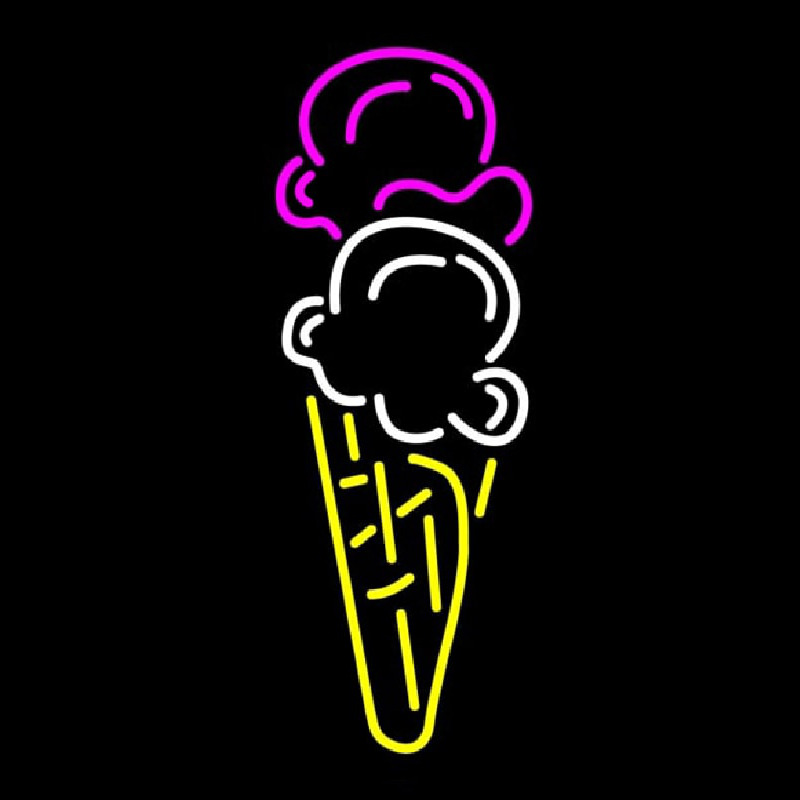 Ice Cream Cone Double Scoop Logo Neonskylt