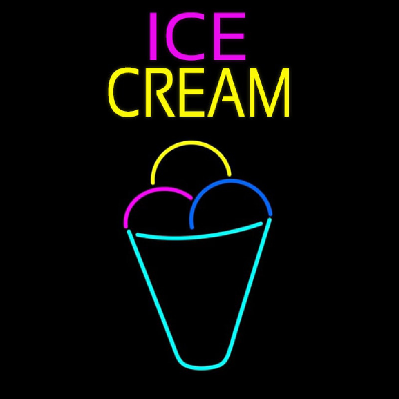 Ice Cream Multicolored Cone Neonskylt