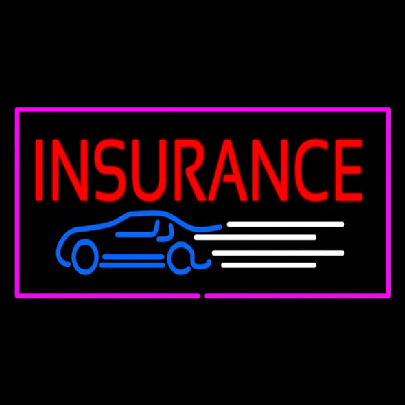 Insurance Car Logo Pink Border Neonskylt