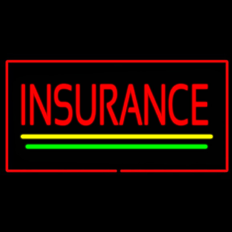 Insurance Yellow Green Lines Red Border Neonskylt