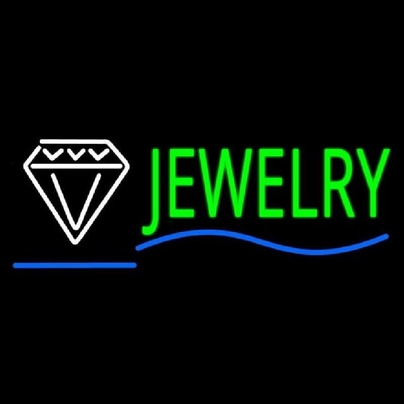 Jewelry Block Diamond Logo Blue Line Neonskylt