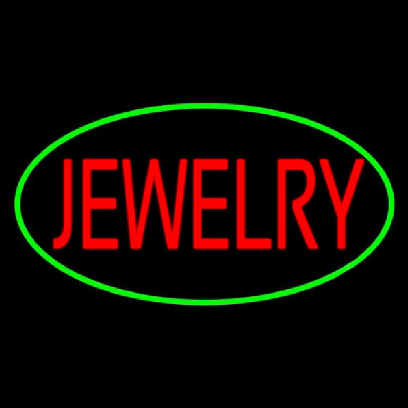 Jewelry Block Oval Green Neonskylt