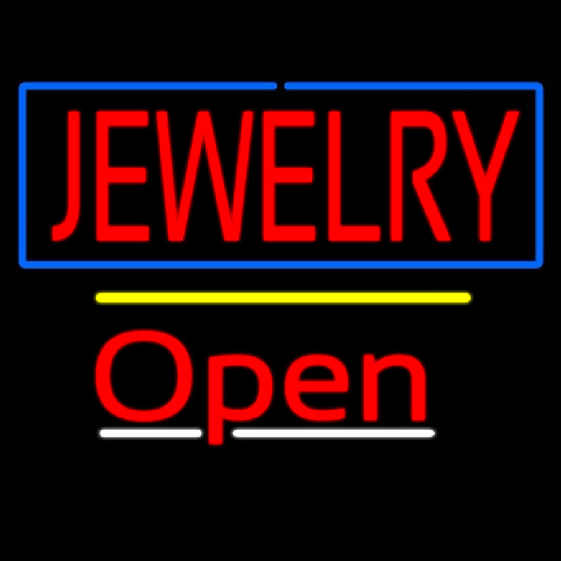 Jewelry Blue Border Open Yellow Line Neonskylt