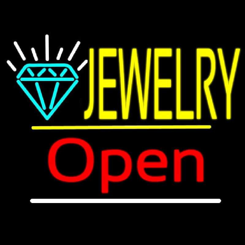 Jewelry Logo Open Yellow Line Neonskylt