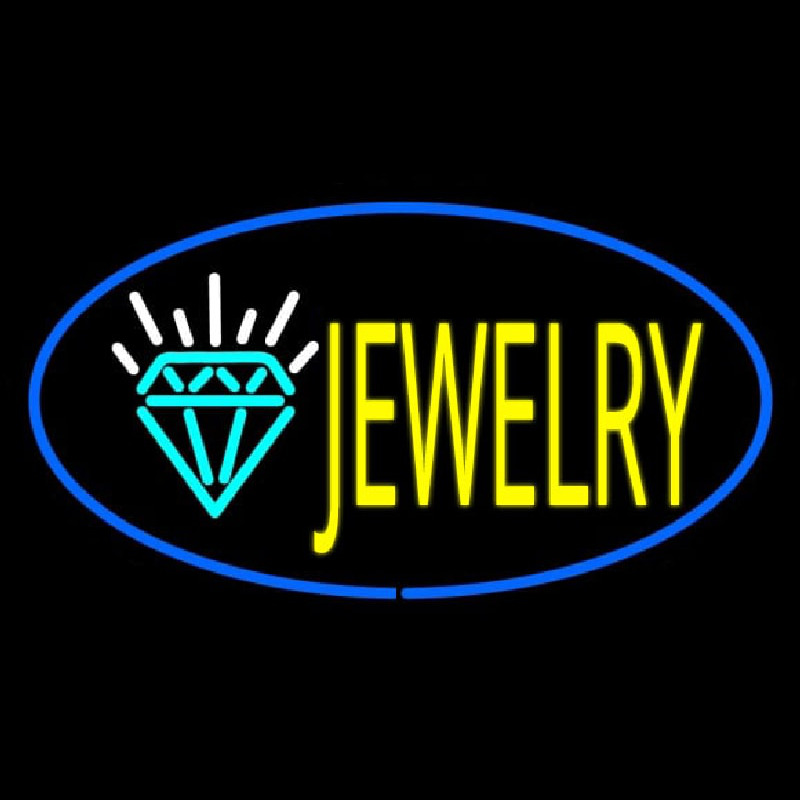 Jewelry Logo Oval Blue Neonskylt