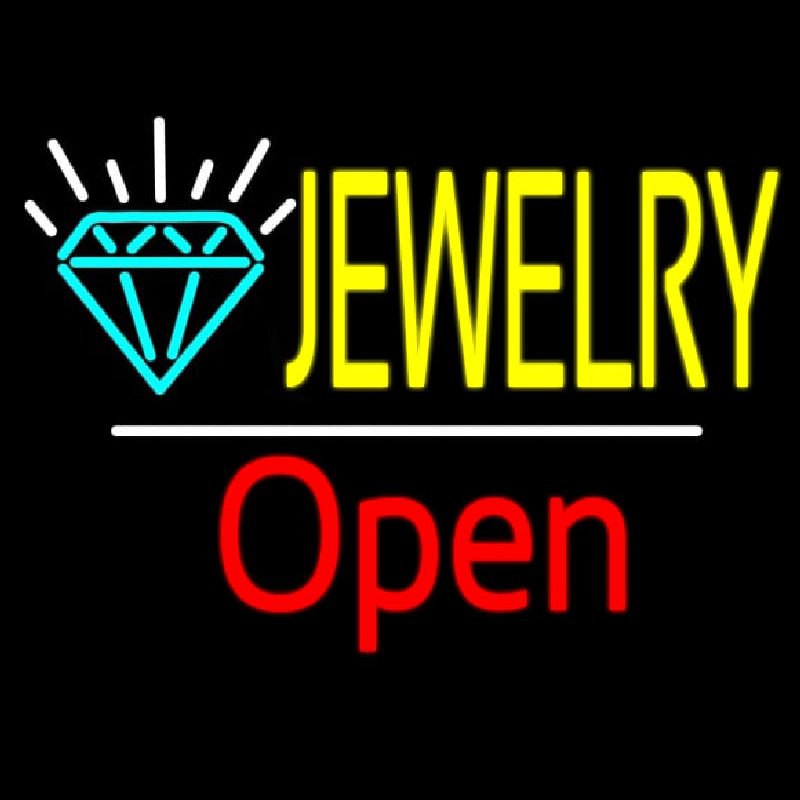 Jewelry Logo White Line Open Neonskylt