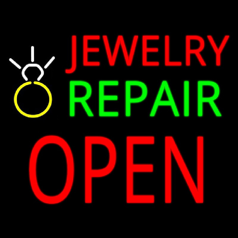 Jewelry Repair Block Open With Logo Neonskylt