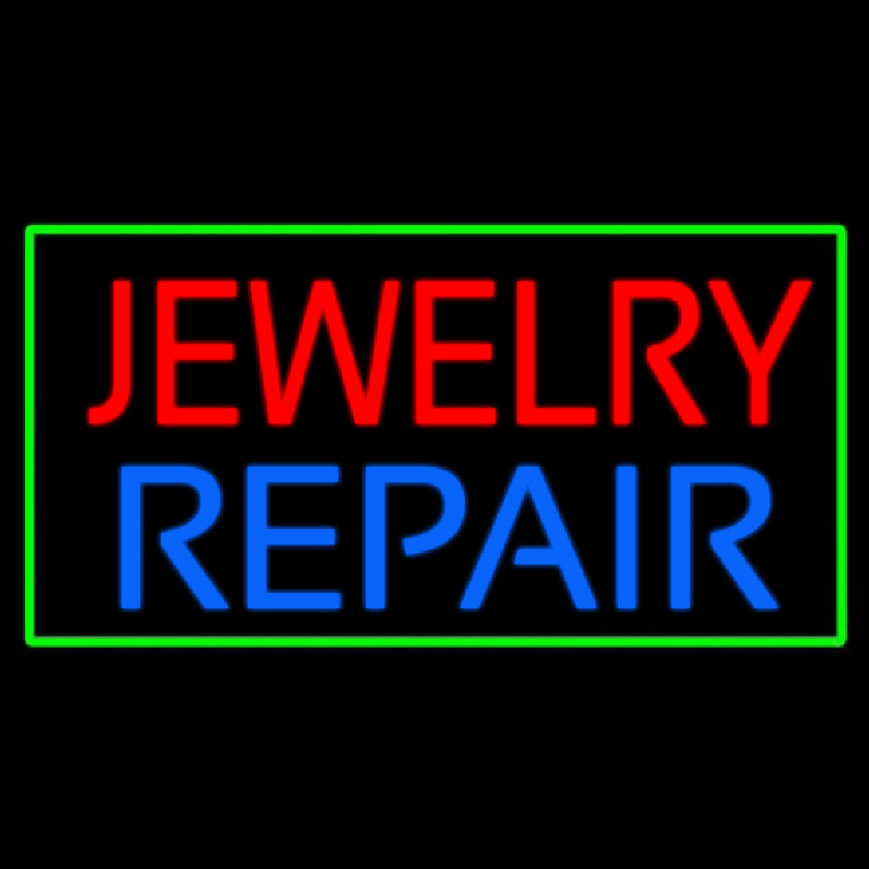 Jewelry Repair Green Rectangle Neonskylt