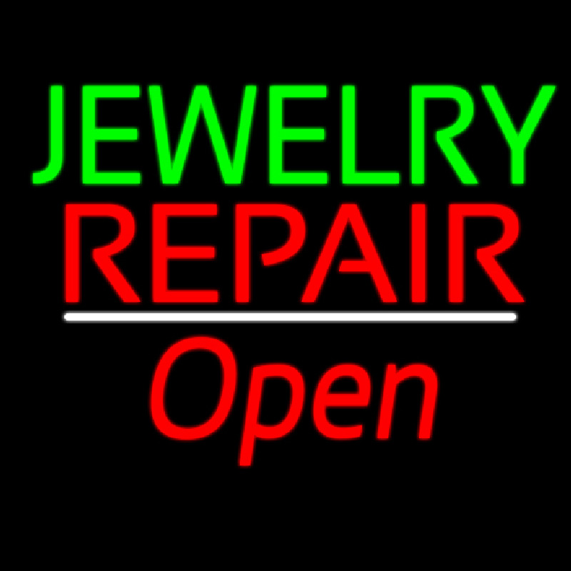 Jewelry Repair Open White Line Neonskylt