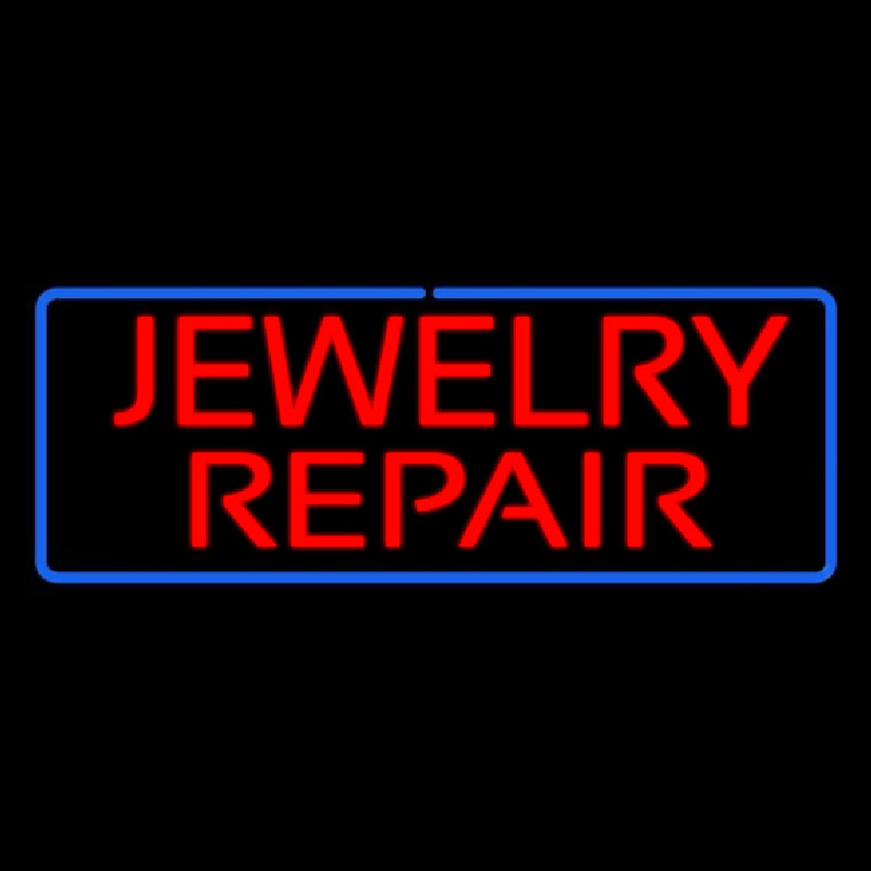 Jewelry Repair Rectangle Blue Neonskylt