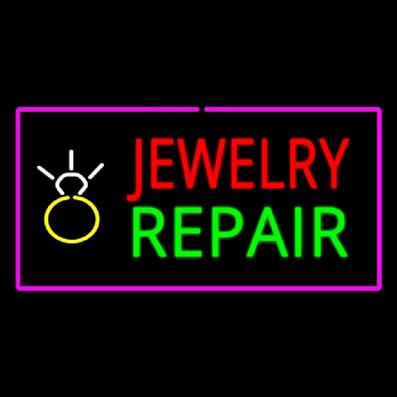 Jewelry Repair Rectangle Purple Neonskylt