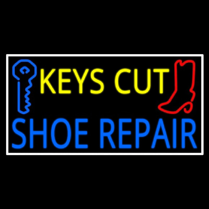 Keys Cut Shoe Repair With White Border Neonskylt