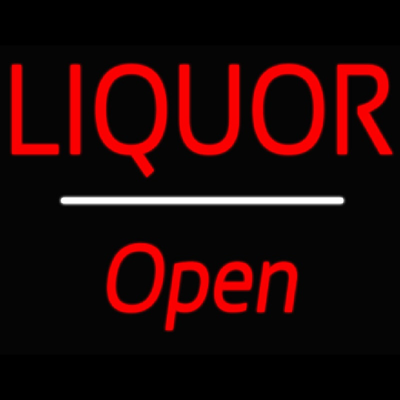 Liquor Open White Line Neonskylt