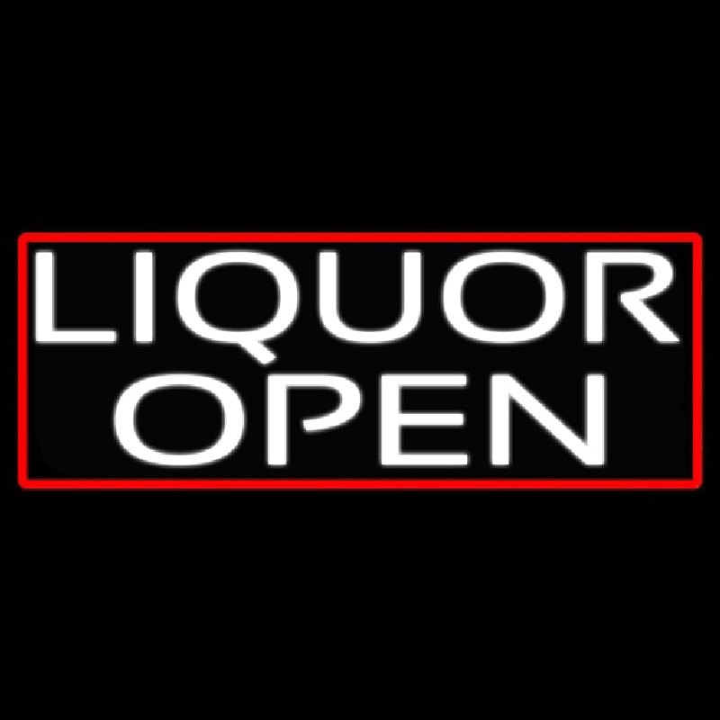 Liquor Open With Red Border Neonskylt