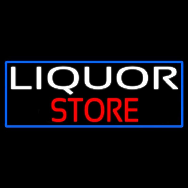 Liquor Store With Blue Border Neonskylt