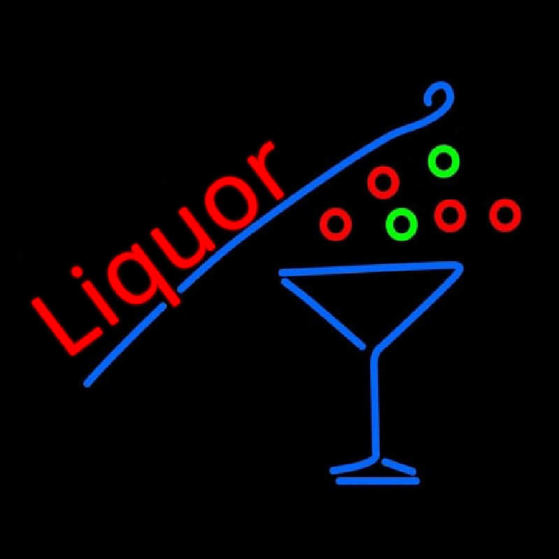 Liquor With Martini Glass Neonskylt