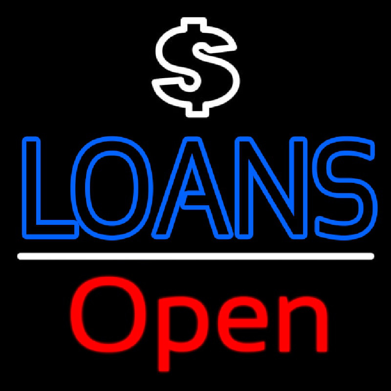 Loans With Dollar Logo Open Neonskylt