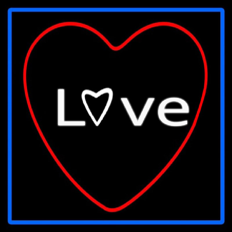 Love Red Heart With Blue Border Neonskylt