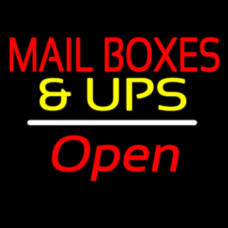 Mail Bo es And Ups Open White Line Neonskylt