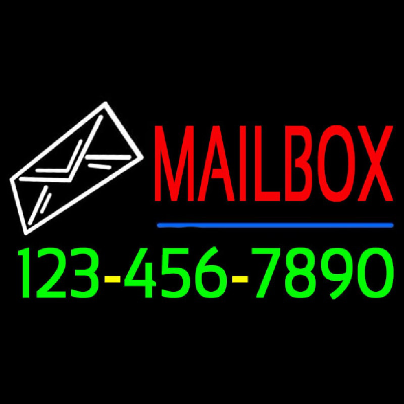 Mailbo  Blue Line Phone Number Neonskylt